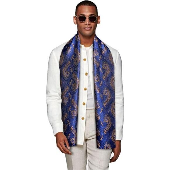 Mens/Womens Lightweight Silk Scarf Fashion Print Paisley Scarves - Picture 7 of 7